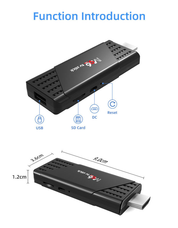 11.2x3.6x1.2cm M96 TV Stick OpenVG1.1 2.4G 5G Wi-Fi с видеоформатом VP6