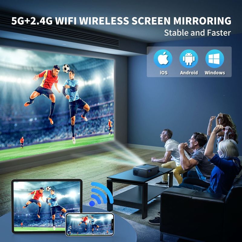 Внешний электрический фокус LED+LCD HDMI проектор Android 9.0 HDMI IN, Bluetooth
