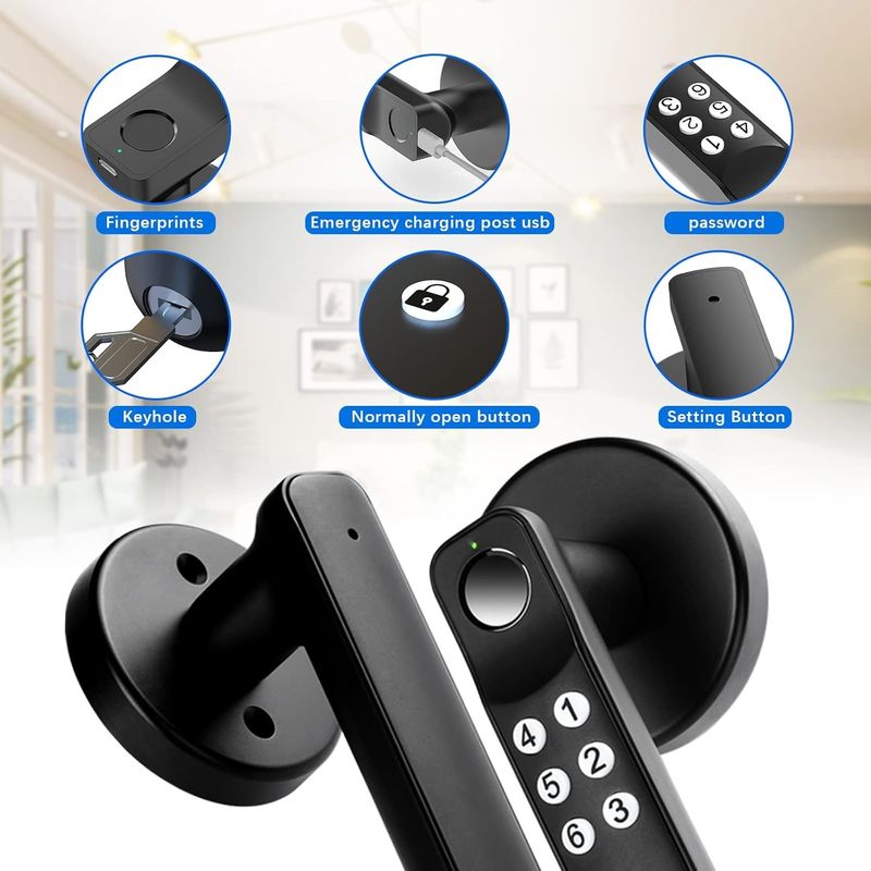 Полированная отделка Smart Door Lock 5.67 X 2.91 X 0.2 дюймов Android контроллер
